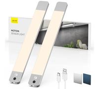 LROLTEF Under Cabinet Kitchen Lights with Hand Hovering & Motion Sensor 30cm 4000K 2200mAh Dimmable Rechargeable Magnetic Under Counter Lights for Cupboard Shelf Stairs Closet | 2 Pack