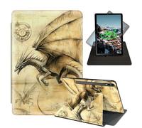LROTFNGX Case for Samsung Galaxy Tab S10 Ultra / S9 Ultra Tablet Case 14.6''- 360 Rotating Stand & Full-Body Shockproof Drop Protection,Dragon Blueprint