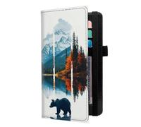 LROTFNGX Checkbook Cover for Duplicate Checks | Leather Checkbook Covers Holder with Pen Loop | Wallet-Style Organizer for Men & Women, Mountain Bear Autumn, 7.3"x3.9"x0.4", Contemporary