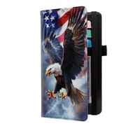 LROTFNGX Checkbook Cover for Duplicate Checks | Leather Checkbook Covers Holder with Pen Loop | Wallet-Style Organizer for Men & Women, American flag Eagle, 7.3"x3.9"x0.4", Contemporary