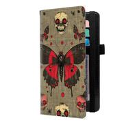 LROTFNGX Checkbook Cover for Duplicate Checks | Leather Checkbook Covers Holder with Pen Loop | Wallet-Style Organizer for Men & Women, Skull Butterfly Gothic, 7.3"x3.9"x0.4", Contemporary
