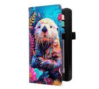 LROTFNGX Checkbook Cover for Duplicate Checks | Leather Checkbook Covers Holder with Pen Loop | Wallet-Style Organizer for Men & Women, Cute Otter, 7.3"x3.9"x0.4", Contemporary