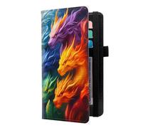 LROTFNGX Checkbook Cover for Duplicate Checks | Leather Checkbook Covers Holder with Pen Loop | Wallet-Style Organizer for Men & Women, Dragon Elemental Fire, 7.3"x3.9"x0.4", Contemporary