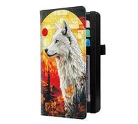 LROTFNGX Checkbook Covers for Personal Checkbook | Leather Checkbook Covers Holder with Pen Loop | Wallet-Style Organizer for Men & Women, Wolf Sunset Forest, 7.3"x3.9"x0.4", Contemporary