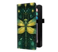 LROTFNGX Checkbook Covers for Personal Checkbook | Leather Checkbook Covers Holder with Pen Loop | Wallet-Style Organizer for Men & Women, Golden Dragonfly Cosmic, 7.3"x3.9"x0.4", Contemporary
