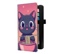 LROTFNGX Checkbook Covers for Personal Checkbook | Leather Checkbook Covers Holder with Pen Loop | Wallet-Style Organizer for Men & Women, Cute Cat Noodles, 7.3"x3.9"x0.4", Contemporary