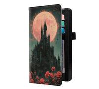 LROTFNGX Checkbook Covers for Personal Checkbook | Leather Checkbook Covers Holder with Pen Loop | Wallet-Style Organizer for Men & Women, Gothic Castle Moon, 7.3"x3.9"x0.4", Contemporary