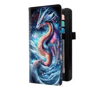 LROTFNGX Checkbook Covers for Personal Checkbook | Leather Checkbook Covers Holder with Pen Loop | Wallet-Style Organizer for Men & Women, Cosmic Dragon Sky, 7.3"x3.9"x0.4", Contemporary