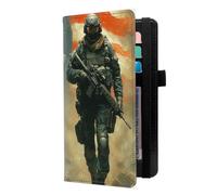 LROTFNGX Checkbook Covers for Personal Checkbook | Leather Checkbook Covers Holder with Pen Loop | Wallet-Style Organizer for Men & Women, American Soldier Warrior, 7.3"x3.9"x0.4", Contemporary