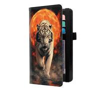 LROTFNGX Checkbook Covers for Personal Checkbook | Leather Checkbook Covers Holder with Pen Loop | Wallet-Style Organizer for Men & Women, Tiger Moon Night, 7.3"x3.9"x0.4", Contemporary
