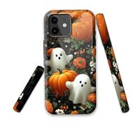 LROTFNGX for iPhone 12 Case 6.1 Inch 2-Layer Hard Shell - Shockproof & Scratch Resistant Protection with Stylish Patterns for Women and Men,Pumpkins Ghosts