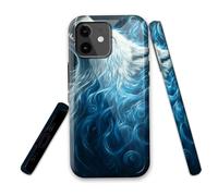 LROTFNGX for iPhone 12 Case 6.1 Inch 2-Layer Hard Shell - Shockproof & Scratch Resistant Protection with Stylish Patterns for Women and Men,Wolf Howl Blue