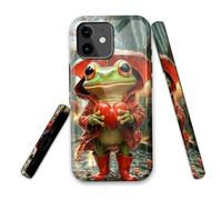 LROTFNGX for iPhone 12 Mini Case 5.4 Inch 2-Layer Hard Shell - Shockproof & Scratch Resistant Protection with Stylish Patterns for Women and Men,Rainy Frog Love