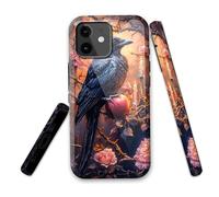 LROTFNGX for iPhone 12 Mini Case 5.4 Inch 2-Layer Hard Shell - Shockproof & Scratch Resistant Protection with Stylish Patterns for Women and Men,Crow Rose Candle