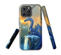 LROTFNGX for iPhone 12 Pro Max Case 6.7 Inch 2-Layer Hard Shell - Shockproof & Scratch Resistant Protection with Stylish Patterns for Women and Men,Blue Dragon Majesty