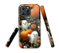 LROTFNGX for iPhone 13 Mini Case 5.4 Inch 2-Layer Hard Shell - Shockproof & Scratch Resistant Protection with Stylish Patterns for Women and Men,Pumpkins Ghosts