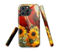 LROTFNGX for iPhone 13 Mini Case 5.4 Inch 2-Layer Hard Shell - Shockproof & Scratch Resistant Protection with Stylish Patterns for Women and Men,Cardinal Birds Sunflowers