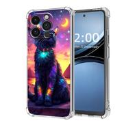 LROTFNGX for iPhone 14 Pro Case,Slim Fit Clear Case,Military-Grade Shock-Absorbent Protectione,Lightweight with Wireless Charging Compatibility, 6.1 inche,Cosmic Cat Pyramid