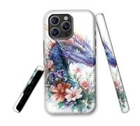 LROTFNGX for iPhone 15 Case 6.1 Inch 2-Layer Hard Shell - Shockproof & Scratch Resistant Protection with Stylish Patterns for Women and Men,Floral Dragon Art