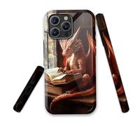 LROTFNGX for iPhone 15 Case 6.1 Inch 2-Layer Hard Shell - Shockproof & Scratch Resistant Protection with Stylish Patterns for Women and Men,Dragon Reading