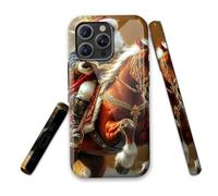 LROTFNGX for iPhone 15 Case 6.1 Inch 2-Layer Hard Shell - Shockproof & Scratch Resistant Protection with Stylish Patterns for Women and Men,Santa Horse Christmas