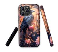 LROTFNGX for iPhone 15 Case 6.1 Inch 2-Layer Hard Shell - Shockproof & Scratch Resistant Protection with Stylish Patterns for Women and Men,Crow Rose Candle