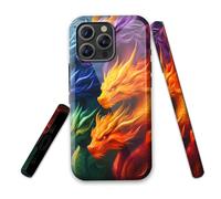 LROTFNGX for iPhone 15 Case 6.1 Inch 2-Layer Hard Shell - Shockproof & Scratch Resistant Protection with Stylish Patterns for Women and Men,Dragon Elemental Fire