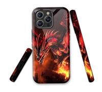 LROTFNGX for iPhone 15 Case 6.1 Inch 2-Layer Hard Shell - Shockproof & Scratch Resistant Protection with Stylish Patterns for Women and Men,Fire Dragon