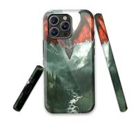 LROTFNGX for iPhone 15 Case 6.1 Inch 2-Layer Hard Shell - Shockproof & Scratch Resistant Protection with Stylish Patterns for Women and Men,Red Dragon Mountain