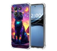 LROTFNGX for iPhone 15 Pro Case,Slim Fit Clear Case,Military-Grade Shock-Absorbent Protectione,Lightweight with Wireless Charging Compatibility, 6.1 inche,Cosmic Cat Pyramid