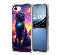 LROTFNGX for iPhone 16E Case,Slim Fit Clear Case,Military-Grade Shock-Absorbent Protectione,Lightweight with Wireless Charging Compatibility, 6.1 inche,Cosmic Cat Pyramid