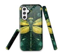 LROTFNGX for Samsung Galaxy S24 Case 6.2''Hybrid 2-Layer Shockproof Hard Shell Scratch Resistant Cover Cute Dragon Dandelion ylish Protective Phone Case for Men & Women,Golden Dragonfly Cosmic