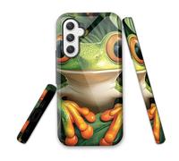 LROTFNGX for Samsung Galaxy S24 Case 6.2''Hybrid 2-Layer Shockproof Hard Shell Scratch Resistant Cover Cute Dragon Dandelion ylish Protective Phone Case for Men & Women,Green Frog Nature