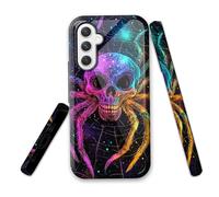 LROTFNGX for Samsung Galaxy S24 FE Case 6.7''Hybrid 2-Layer Shockproof Hard Shell Scratch Resistant Cover Vintage Floral ylish Protective Phone Case for Men & Women,Cosmic Spider Skull