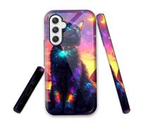 LROTFNGX for Samsung Galaxy S24 FE Case 6.7''Hybrid 2-Layer Shockproof Hard Shell Scratch Resistant Cover Vintage Floral ylish Protective Phone Case for Men & Women,Cosmic Cat Pyramid