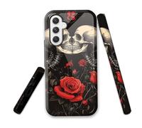 LROTFNGX for Samsung Galaxy S24 FE Case 6.7''Hybrid 2-Layer Shockproof Hard Shell Scratch Resistant Cover Vintage Floral ylish Protective Phone Case for Men & Women,Skull Roses Love