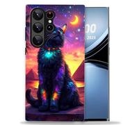 LROTFNGX for Samsung Galaxy S24 Ultra Case 6.8''Hybrid 2-Layer Shockproof Hard Shell Scratch Resistant Cover Stylish Protective Girl Men & Women Phone Case for S 24 Ultra,Cosmic Cat Pyramid