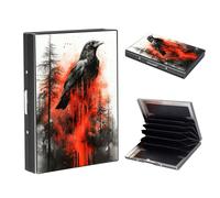 LROTFNGX RFID Credit Card Holder Protector Mini Metal Wallet Business Card Holder for Men Women Gift Box Package, Raven Forest Fire, 3.8" x 2.6" x 0.59", Minimalist