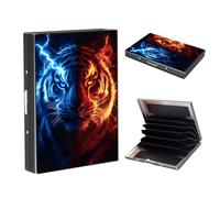 LROTFNGX RFID Credit Card Holder Protector Mini Metal Wallet Business Card Holder for Men Women Gift Box Package, Electric Tiger Fire, 3.8" x 2.6" x 0.59", Minimalist
