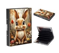 LROTFNGX RFID Credit Card Holder Protector Mini Metal Wallet Business Card Holder for Men Women Gift Box Package, Cute Bunny Forest, 3.8" x 2.6" x 0.59", Minimalist