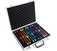 Lrowvenu Chakra Tuning Fork Set for Healing, 7 Chakra and 1 Soul Purpose Weighted Colorful Solfeggio Tuning Forks, Aluminum Alloy With Rubber Mallet, Wrench, Cleaning Cloth And Exquisite Aluminum Box.