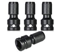 Lrporyvn 4 Pcs Impact Adaptor 1/2 Square Drive to 1/4 Hex Shank Socket Adapter Quick Release Chuck Converter for Ratchet Wrench