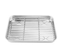Lrporyvn 9 Inch Toaster Oven Tray and Rack Set, Small Stainless Steel Baking Pan with Cooling Rack,Dishwasher Safe Baking Sheet