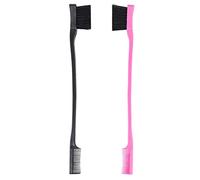 Lrporyvn Double Sided Edge Control Hair Brush Comb Combo Pack 2 Pieces Pink and Black
