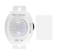 Lrporyvn PIR Infrared Motion Sensor Detector DC5-24V Auto on Off Switch Home LED Light Body PIR Motion Sensor Lamp(White)