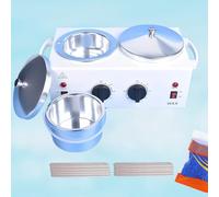 Lrqmte Double Hot Wax Pot, 1000ml Wax Pots for Waxing Professional with 10 Wood Spatulas, Temperature Control Waxing Machine for Hair Removal with Beads for Bikini, Face, Eyebrow