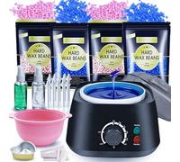 Lrqmte Hot Waxing Kit for Women, 4 Bags Hard Wax Beads & Applicator Sticks | Mini Wax Pot for Hair Removal, 500ml at Home Wax Heater Machine, Silicone Insert Pot, Pre & Post Waxing Care Kits