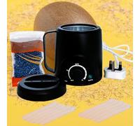 Lrqmte Hot Waxing Kit for Women, Mini Wax Pot for Men, 500ml Adjustable Wax Machine, with 100g Hard Wax Beads & 10 Spatulas, Painless Home Hair Removal for Bikini, Face, Legs (Black)