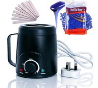 Lrqmte Hot Waxing Kit for Women, Mini Wax Pot for Men, 500ml Adjustable Wax Machine, with 100g Hard Wax Beads & 10 Spatulas, Painless Home Hair Removal for Bikini, Face, Legs (Black)