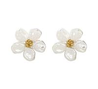 lrregular White Pearl Flower Earrings for Women Girl sweet Romantic Gold Color Bead Petal Ear Stud Wedding lewelry Gift 2024
